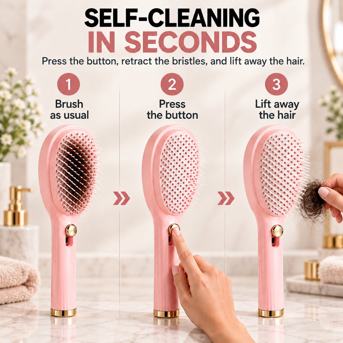 Self Cleaning Smart Hair Brush